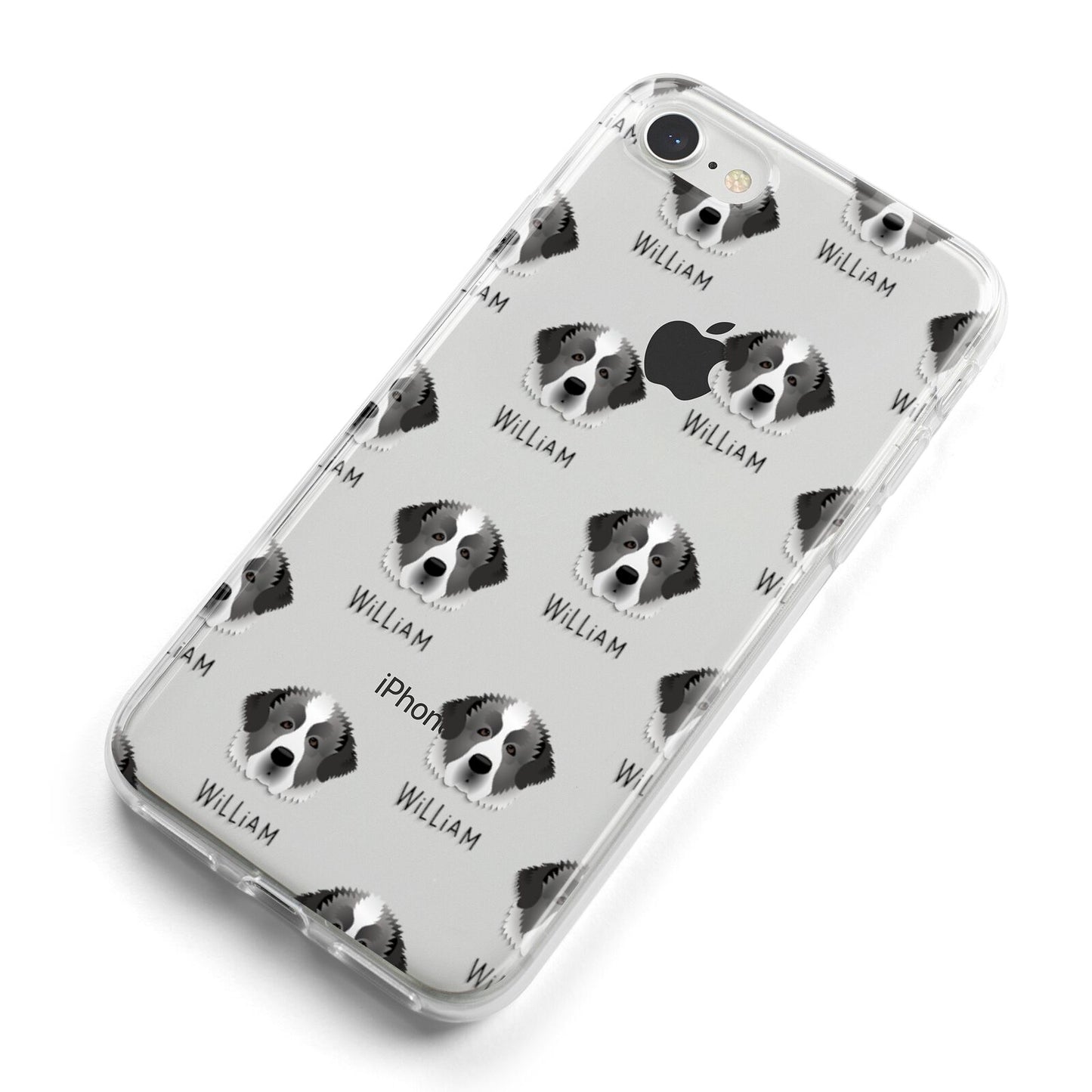 Pyrenean Mastiff Icon with Name iPhone 8 Bumper Case on Silver iPhone Alternative Image