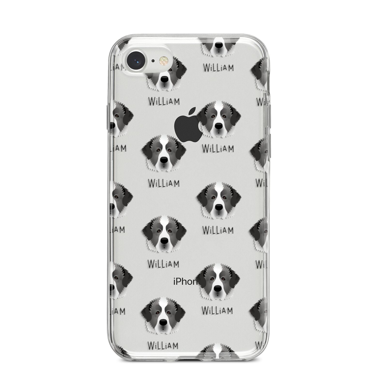 Pyrenean Mastiff Icon with Name iPhone 8 Bumper Case on Silver iPhone