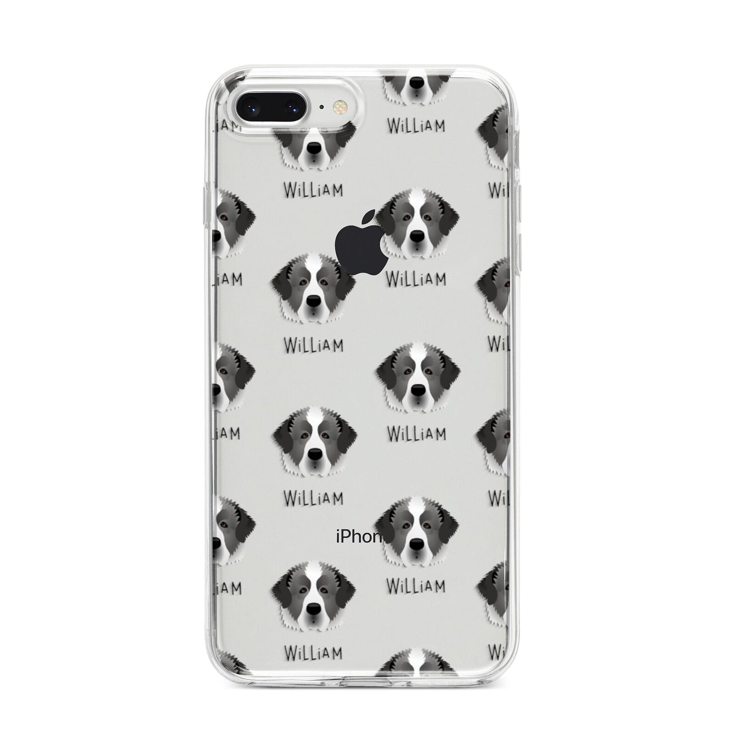 Pyrenean Mastiff Icon with Name iPhone 8 Plus Bumper Case on Silver iPhone