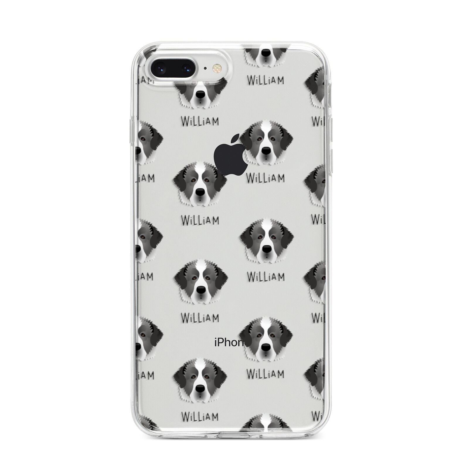 Pyrenean Mastiff Icon with Name iPhone 8 Plus Bumper Case on Silver iPhone