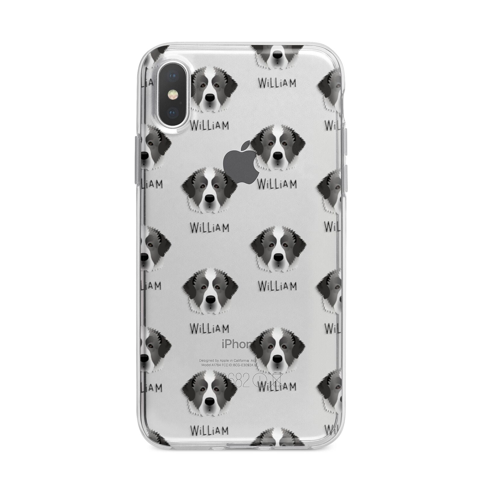 Pyrenean Mastiff Icon with Name iPhone X Bumper Case on Silver iPhone Alternative Image 1