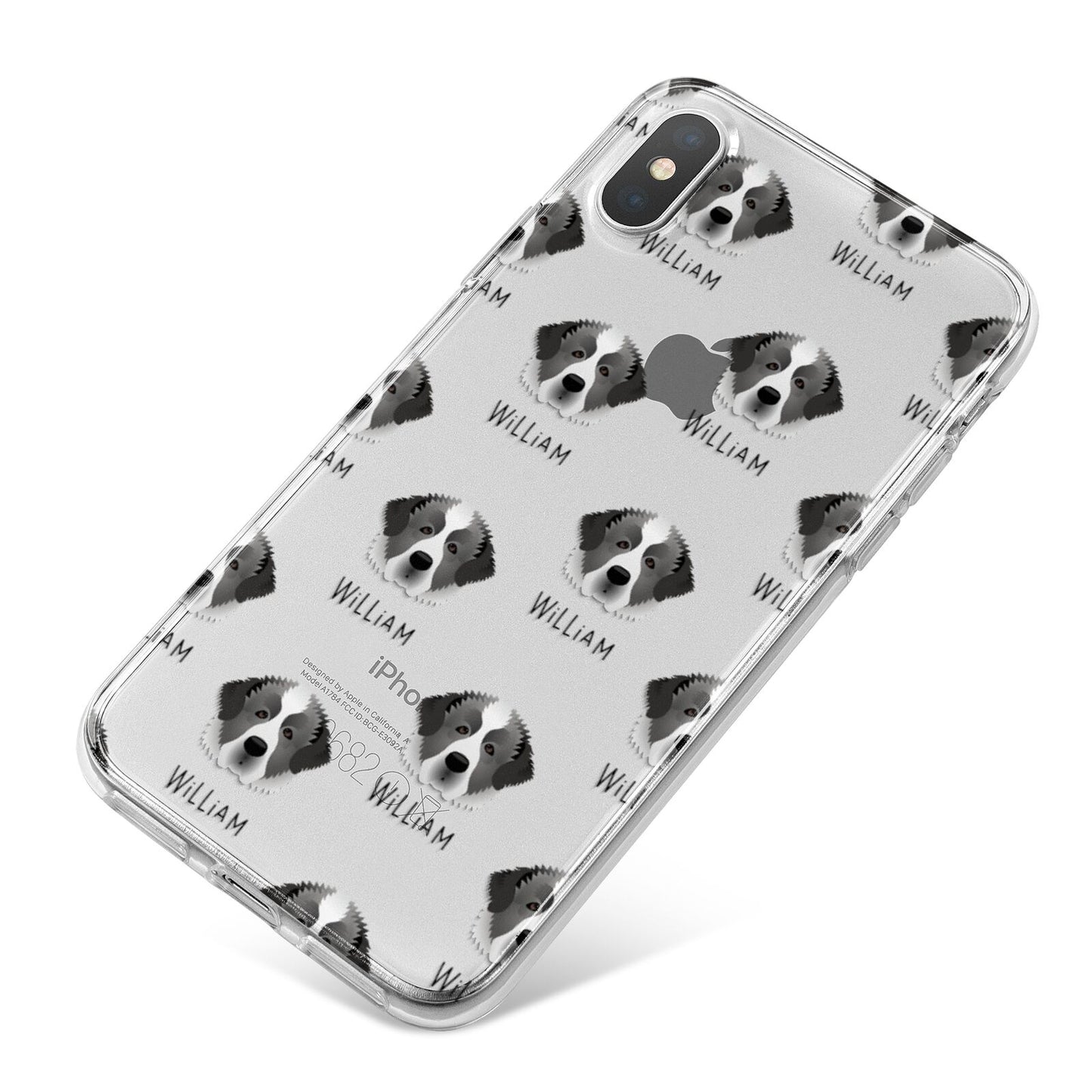 Pyrenean Mastiff Icon with Name iPhone X Bumper Case on Silver iPhone