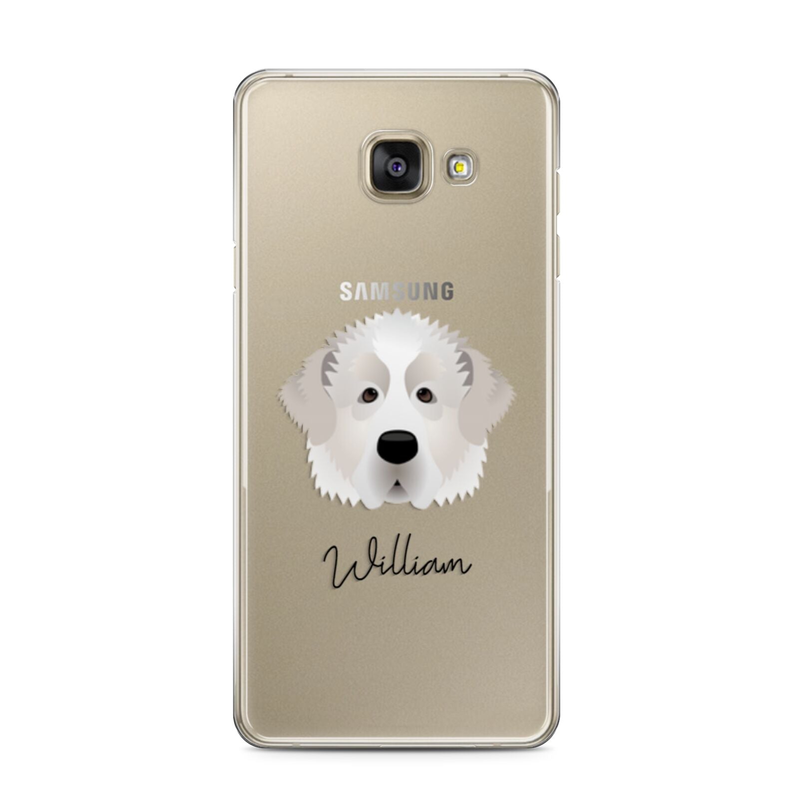 Pyrenean Mastiff Personalised Samsung Galaxy A3 2016 Case on gold phone