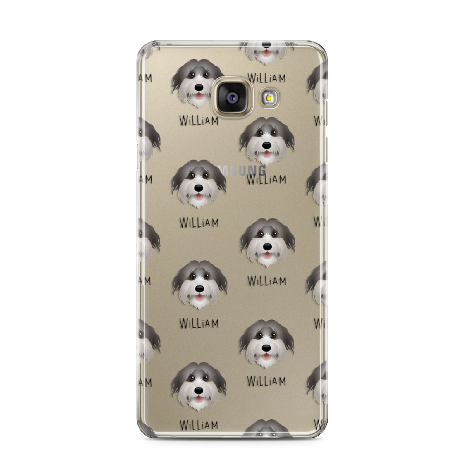 Pyrenean Shepherd Icon with Name Samsung Galaxy A3 2016 Case on gold phone