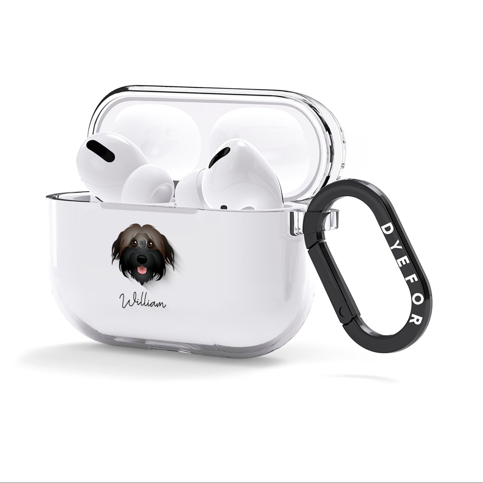 Pyrenean Shepherd Personalised AirPods Clear Case 3rd Gen Side Image
