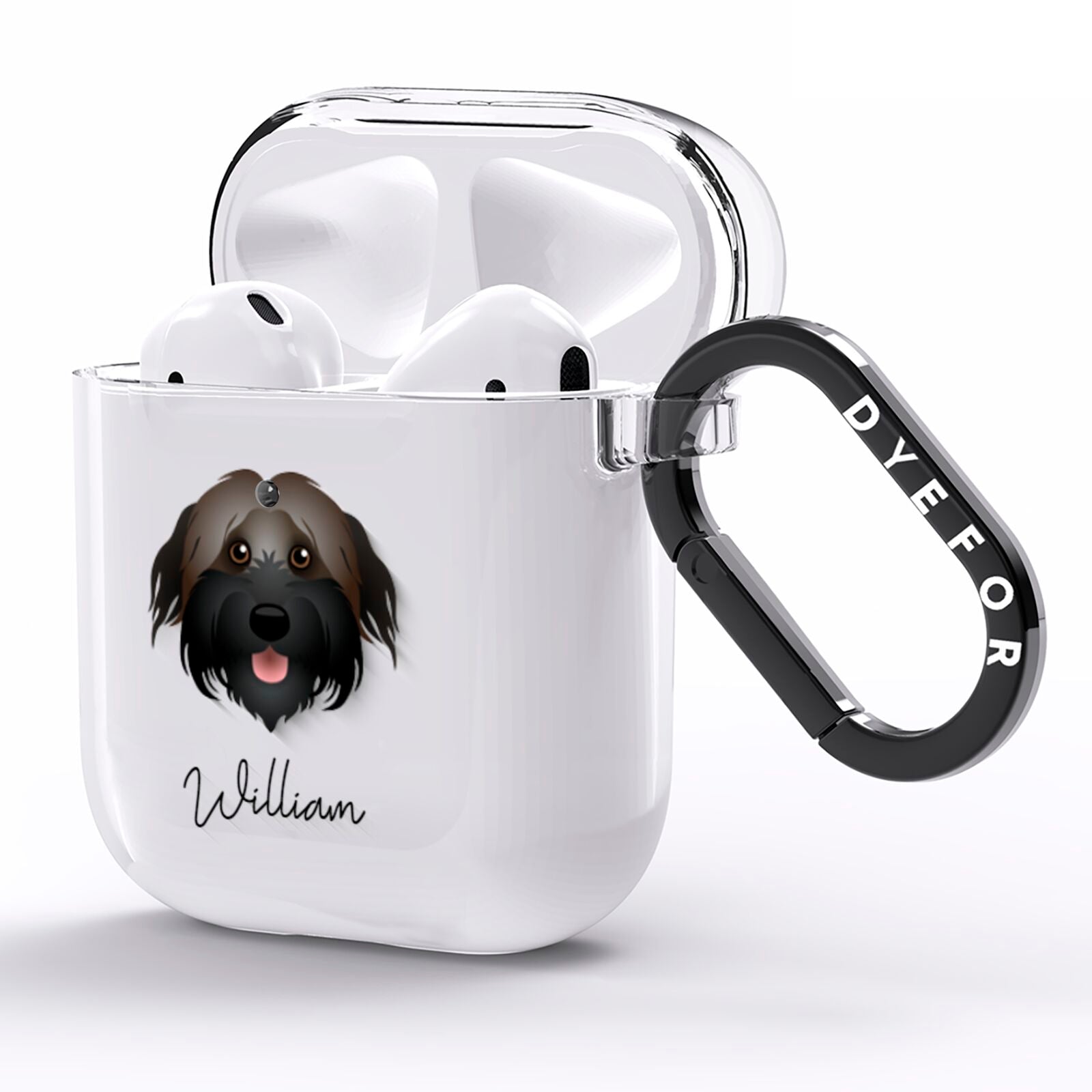 Pyrenean Shepherd Personalised AirPods Clear Case Side Image