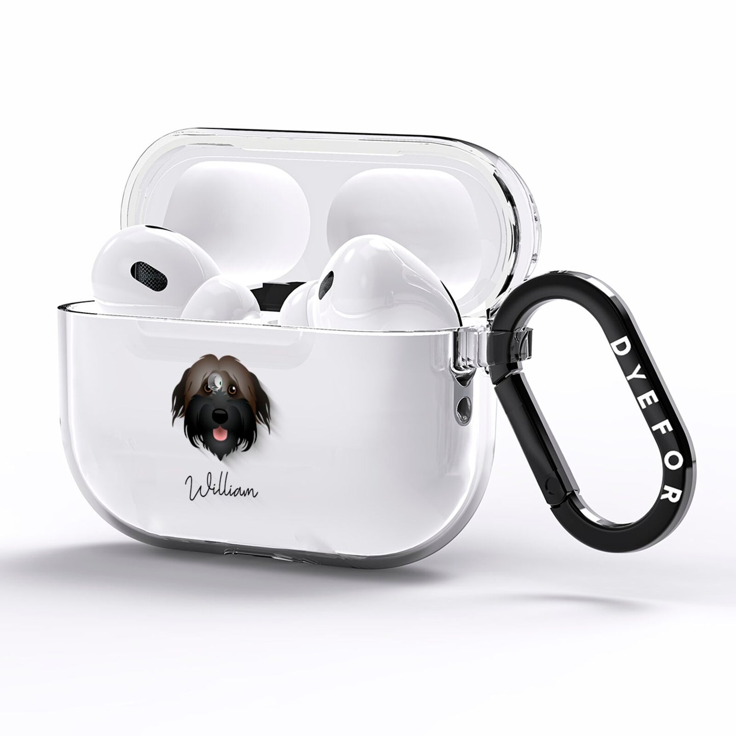 Pyrenean Shepherd Personalised AirPods Pro Clear Case Side Image