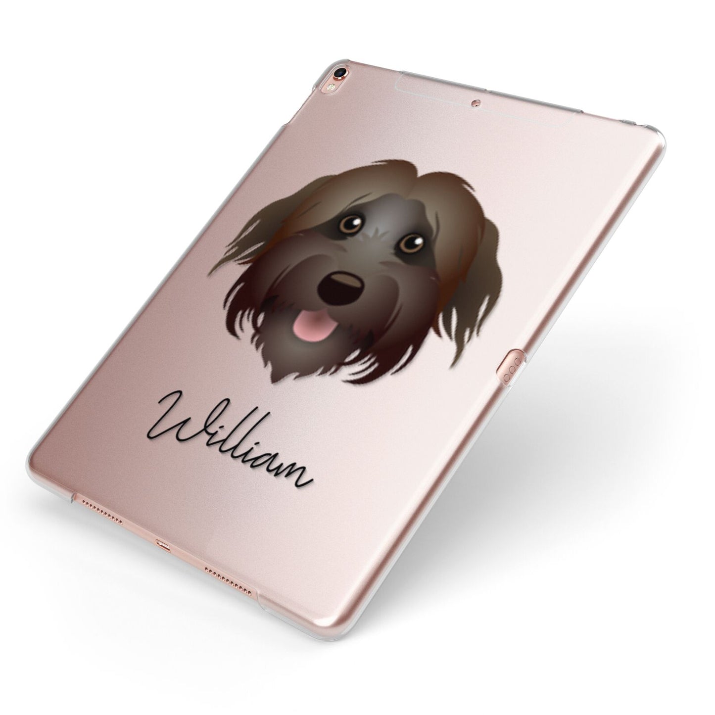 Pyrenean Shepherd Personalised Apple iPad Case on Rose Gold iPad Side View