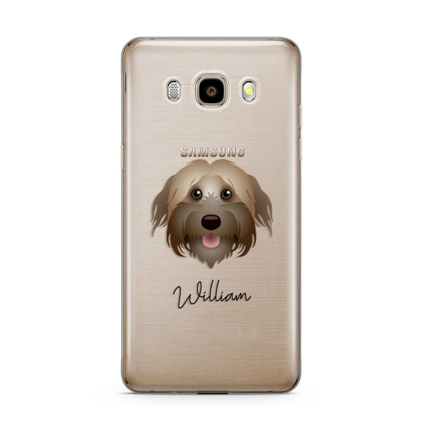 Pyrenean Shepherd Personalised Samsung Galaxy J7 2016 Case on gold phone