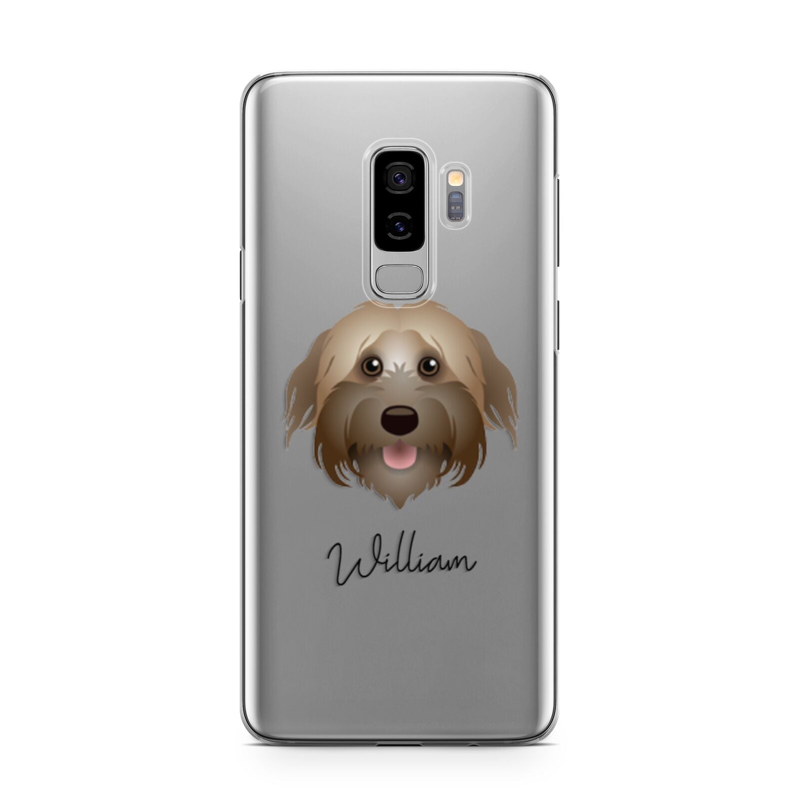 Pyrenean Shepherd Personalised Samsung Galaxy S9 Plus Case on Silver phone