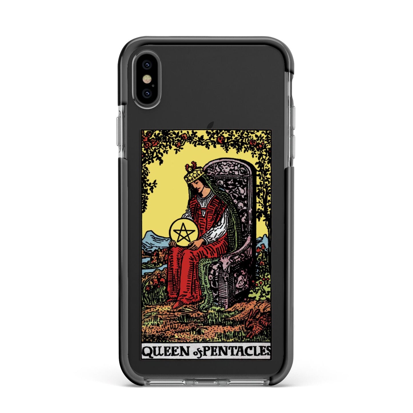 Queen of Pentacles Tarot Card Apple iPhone Xs Max Impact Case Black Edge on Black Phone