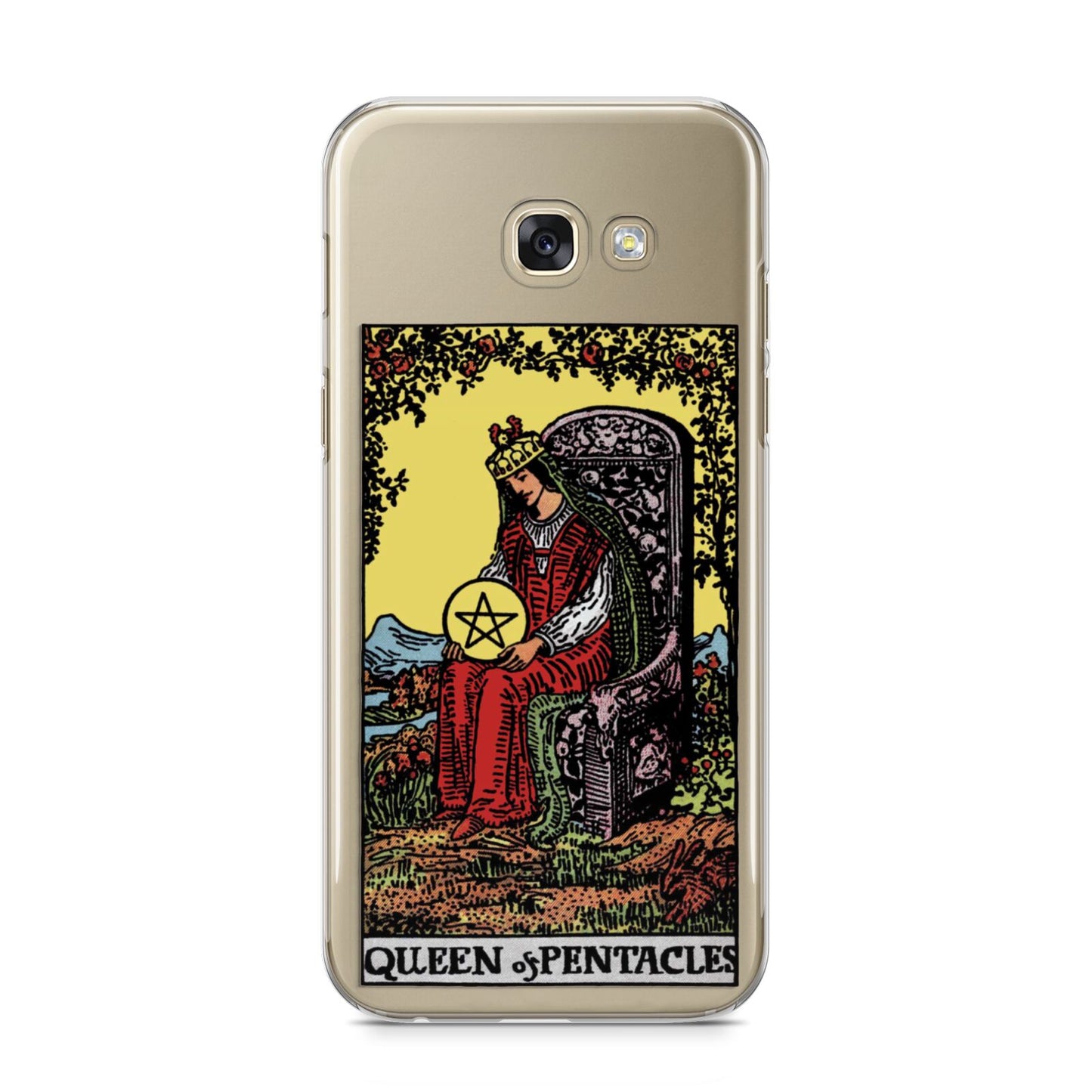 Queen of Pentacles Tarot Card Samsung Galaxy A5 2017 Case on gold phone