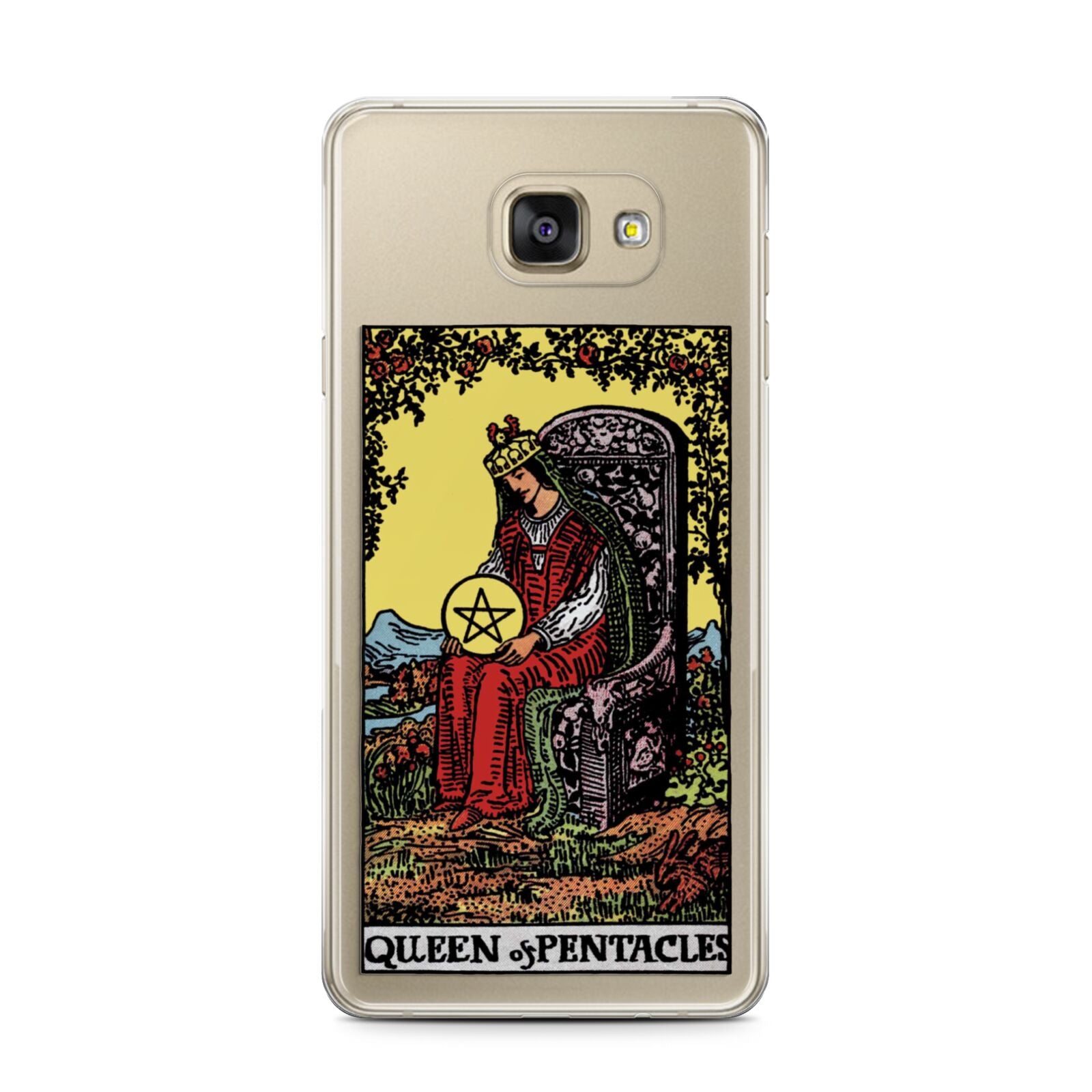 Queen of Pentacles Tarot Card Samsung Galaxy A7 2016 Case on gold phone