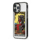 Queen of Pentacles Tarot Card iPhone 13 Pro Max Black Impact Case Side Angle on Silver phone