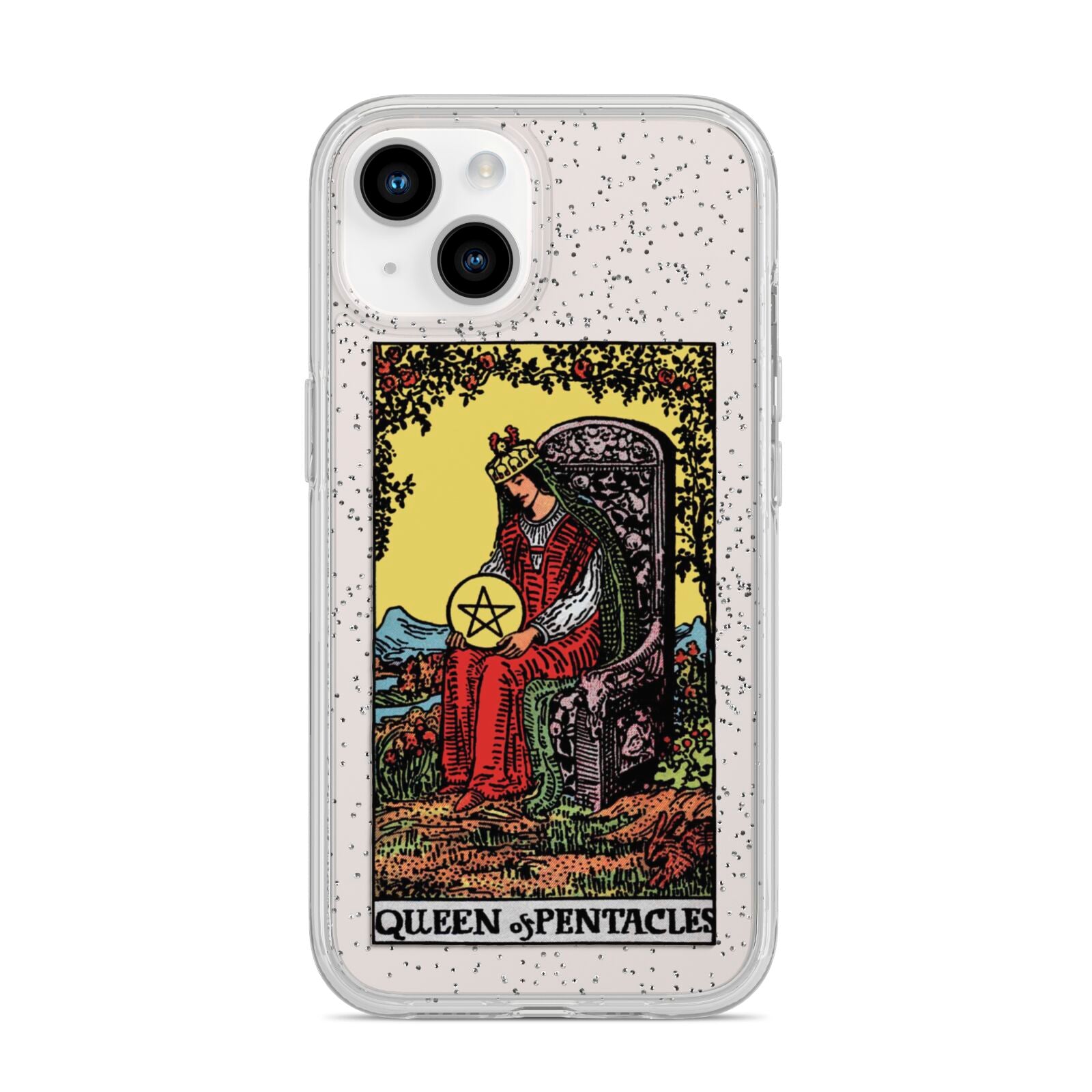 Queen of Pentacles Tarot Card iPhone 14 Glitter Tough Case Starlight