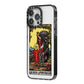 Queen of Pentacles Tarot Card iPhone 14 Pro Max Black Impact Case Side Angle on Silver phone