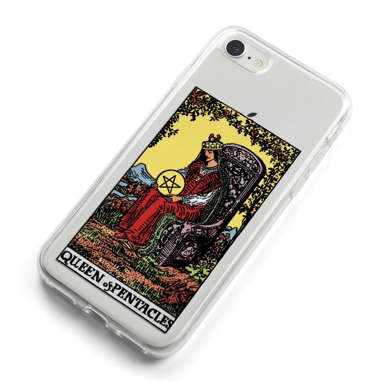 Queen of Pentacles Tarot Card iPhone 8 Bumper Case on Silver iPhone Alternative Image
