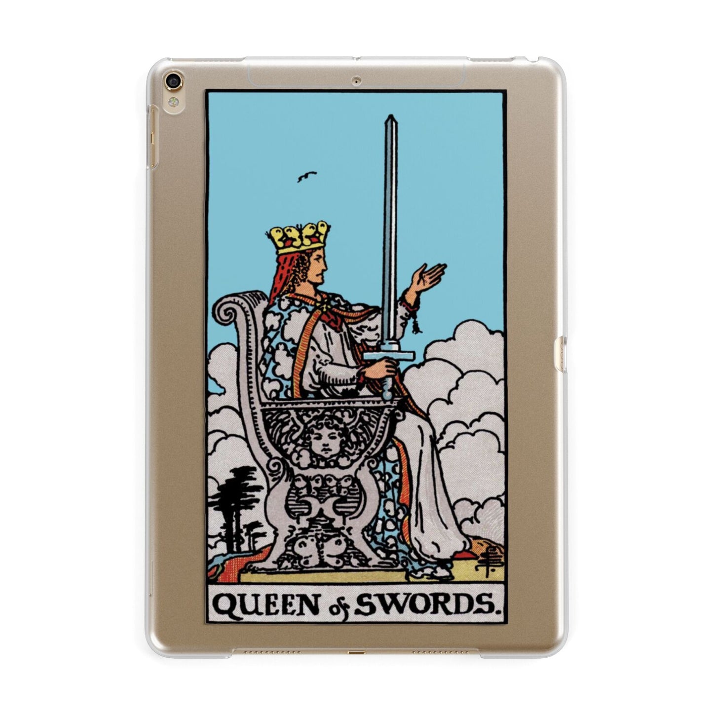 Queen of Swords Tarot Card Apple iPad Gold Case