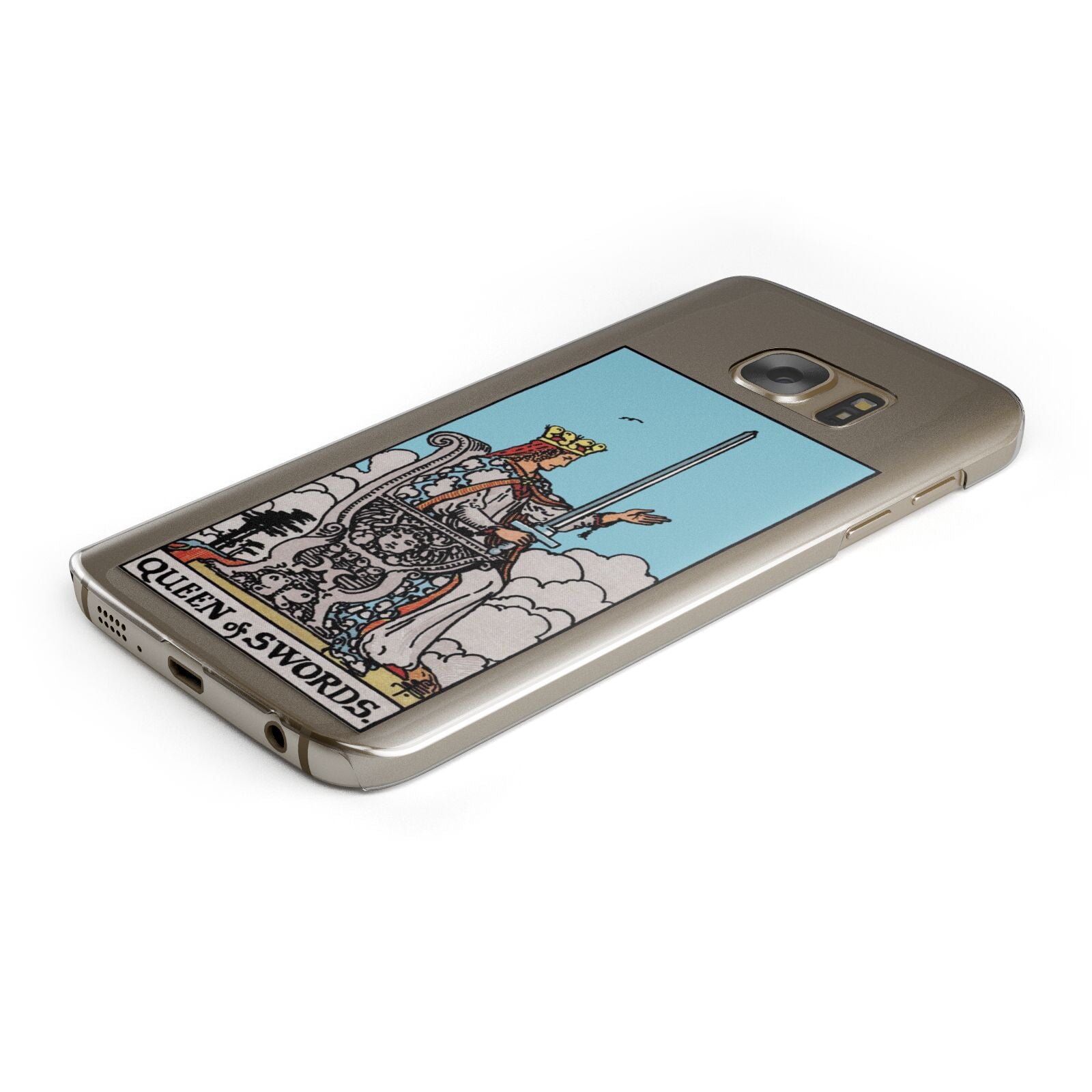 Queen of Swords Tarot Card Protective Samsung Galaxy Case Angled Image