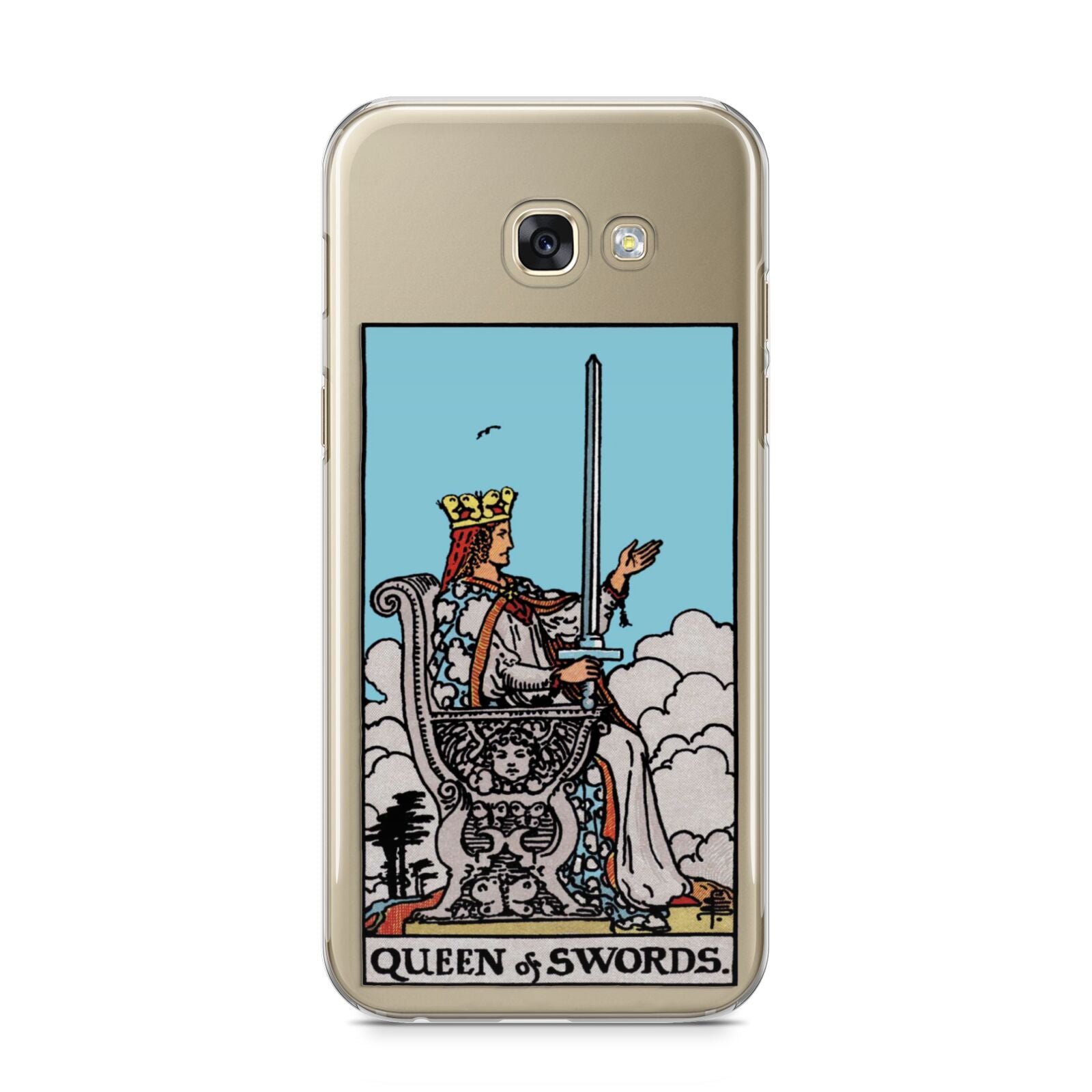 Queen of Swords Tarot Card Samsung Galaxy A5 2017 Case on gold phone