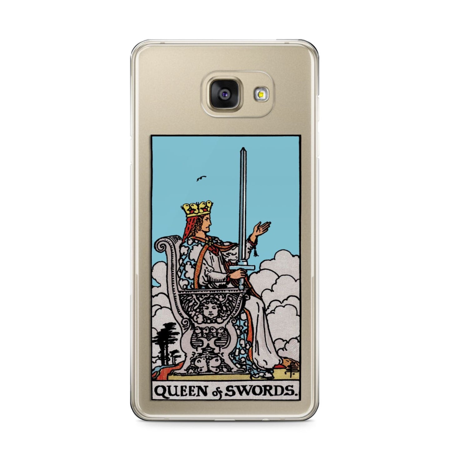 Queen of Swords Tarot Card Samsung Galaxy A9 2016 Case on gold phone