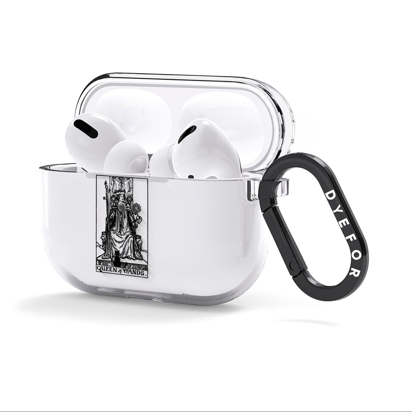 Queen of Wands Monochrome AirPods Clear Case 3rd Gen Side Image