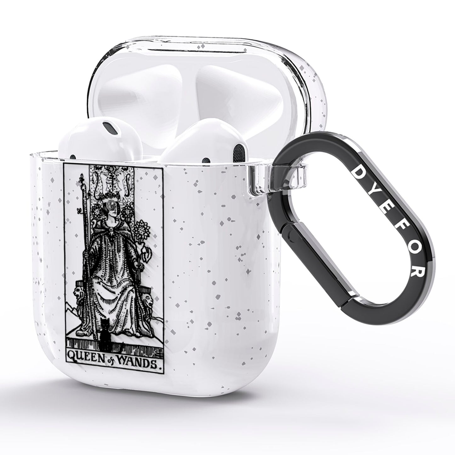 Queen of Wands Monochrome AirPods Glitter Case Side Image