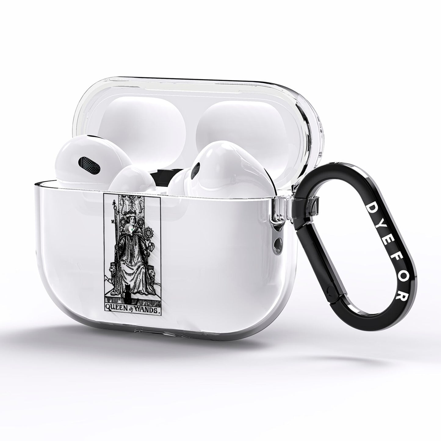 Queen of Wands Monochrome AirPods Pro Clear Case Side Image