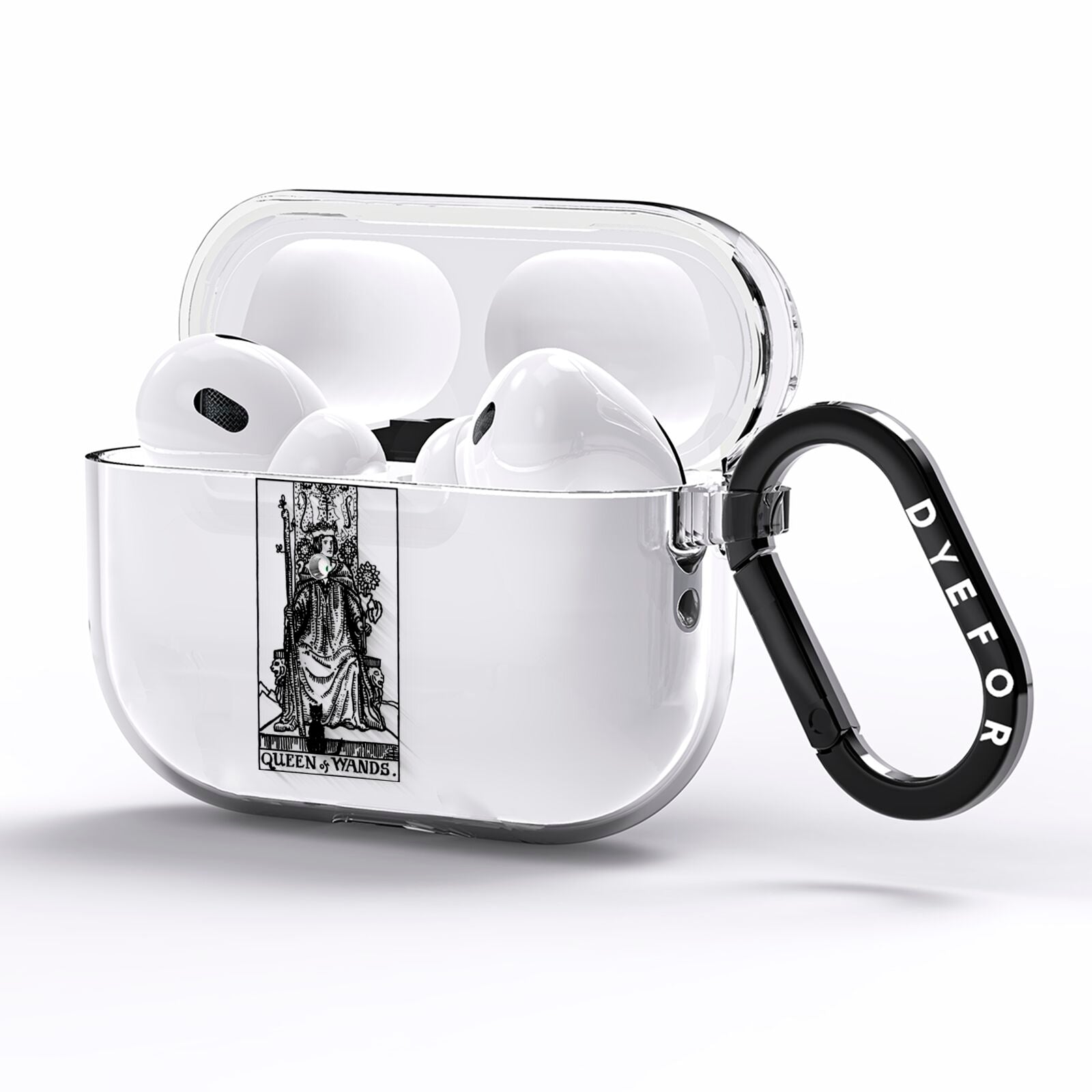 Queen of Wands Monochrome AirPods Pro Clear Case Side Image