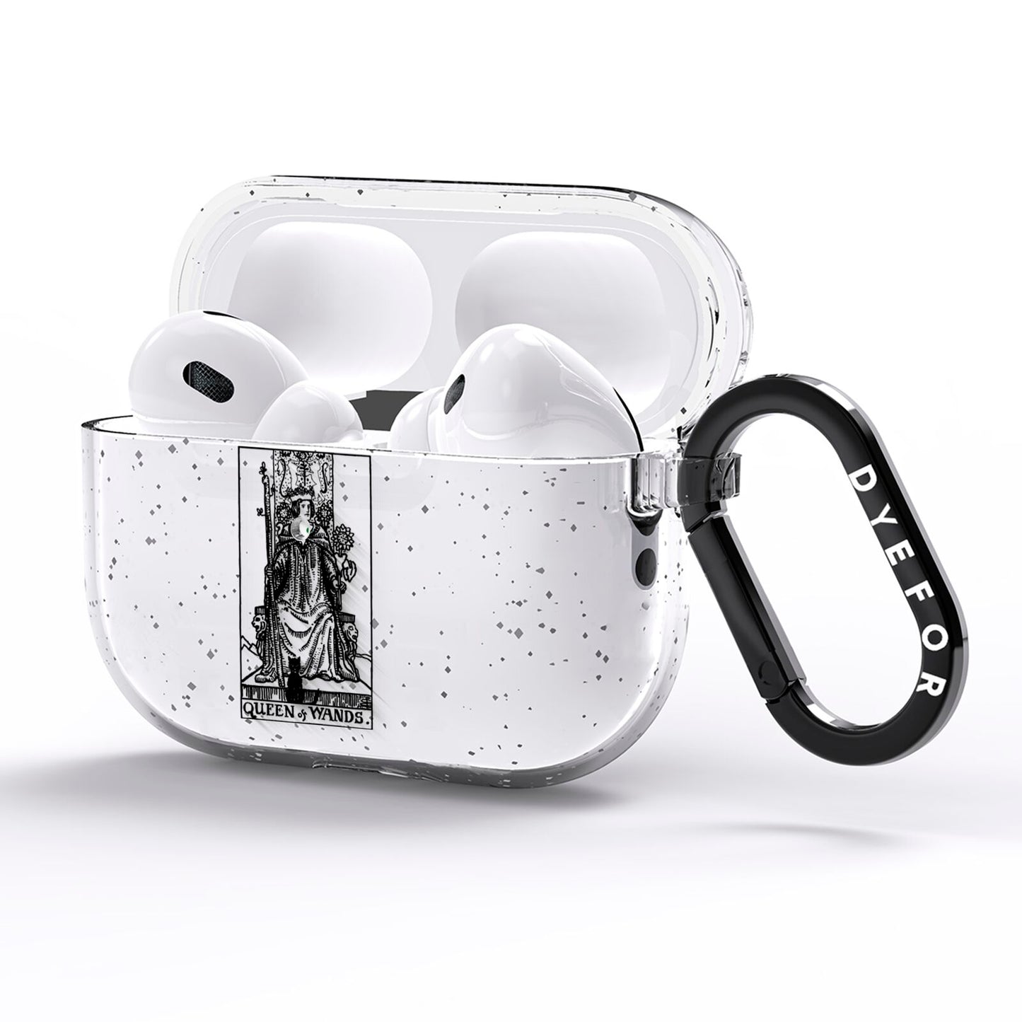 Queen of Wands Monochrome AirPods Pro Glitter Case Side Image