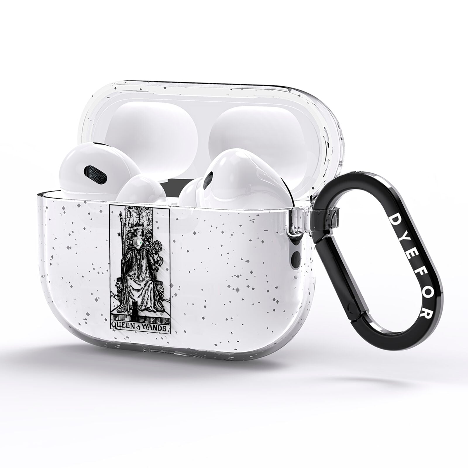 Queen of Wands Monochrome AirPods Pro Glitter Case Side Image