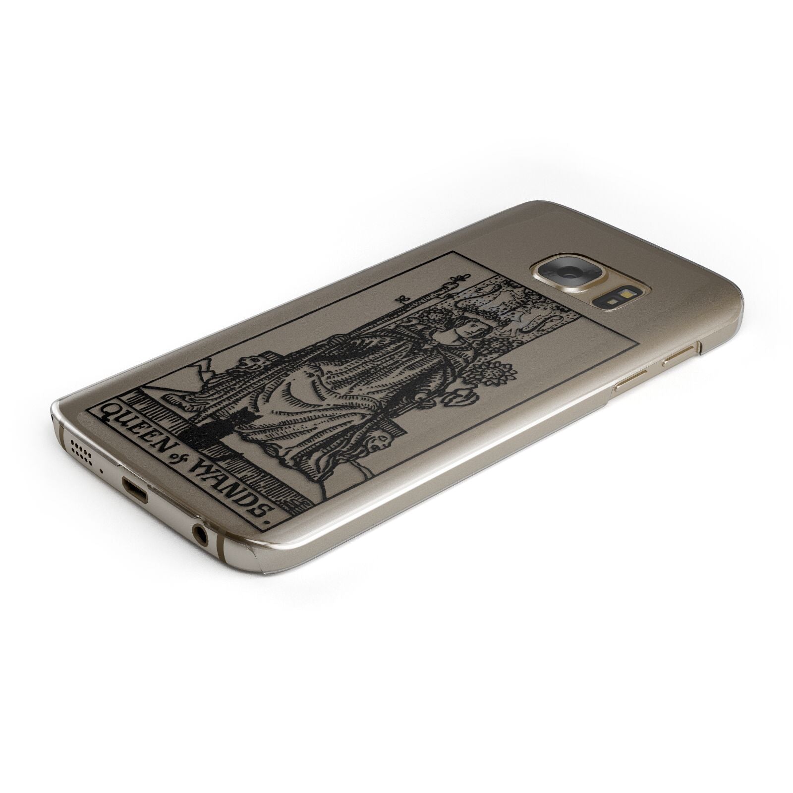 Queen of Wands Monochrome Protective Samsung Galaxy Case Angled Image