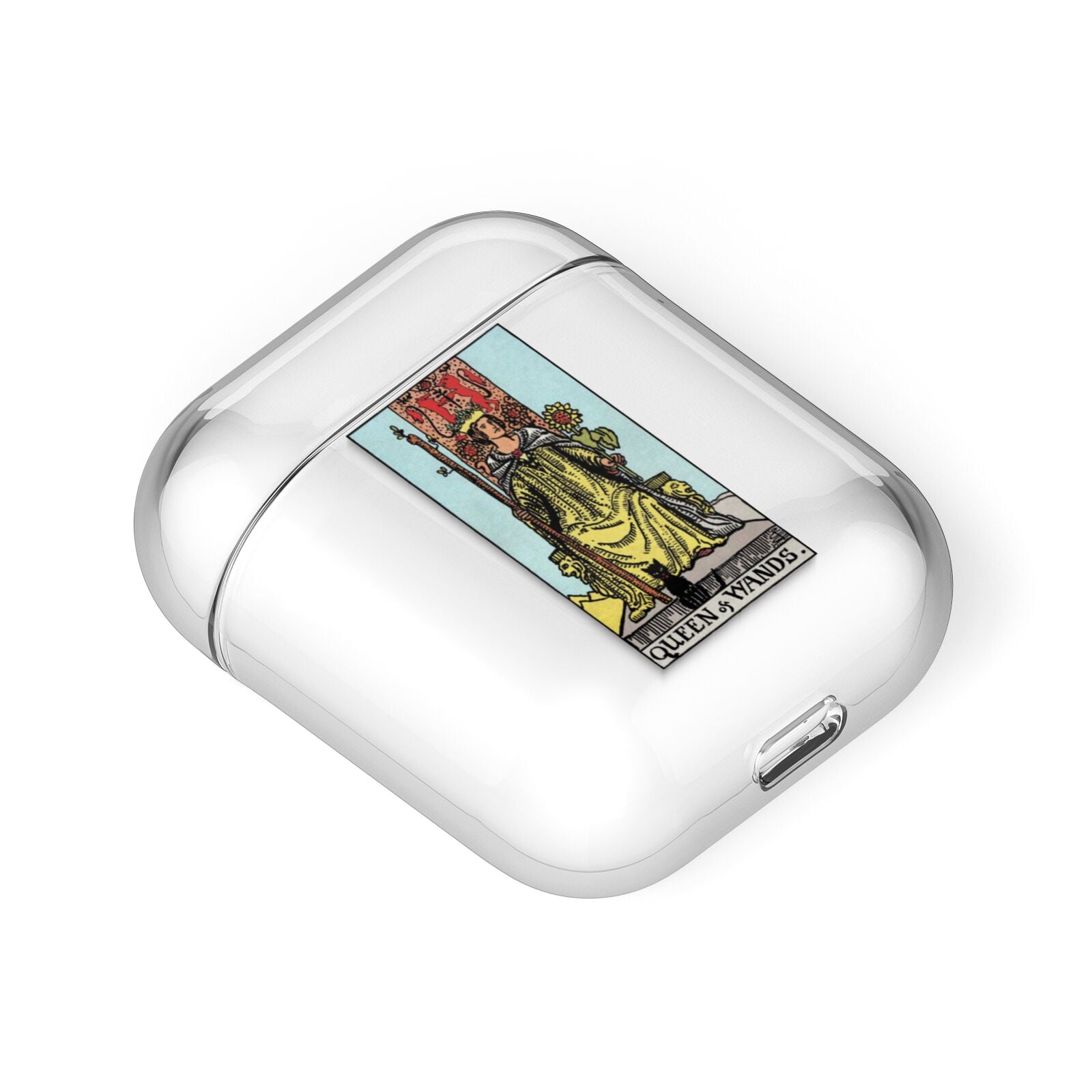 Queen of Wands Tarot Card AirPods Case Laid Flat