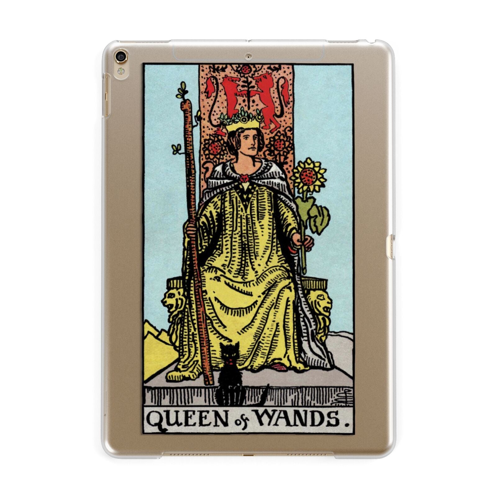 Queen of Wands Tarot Card Apple iPad Gold Case