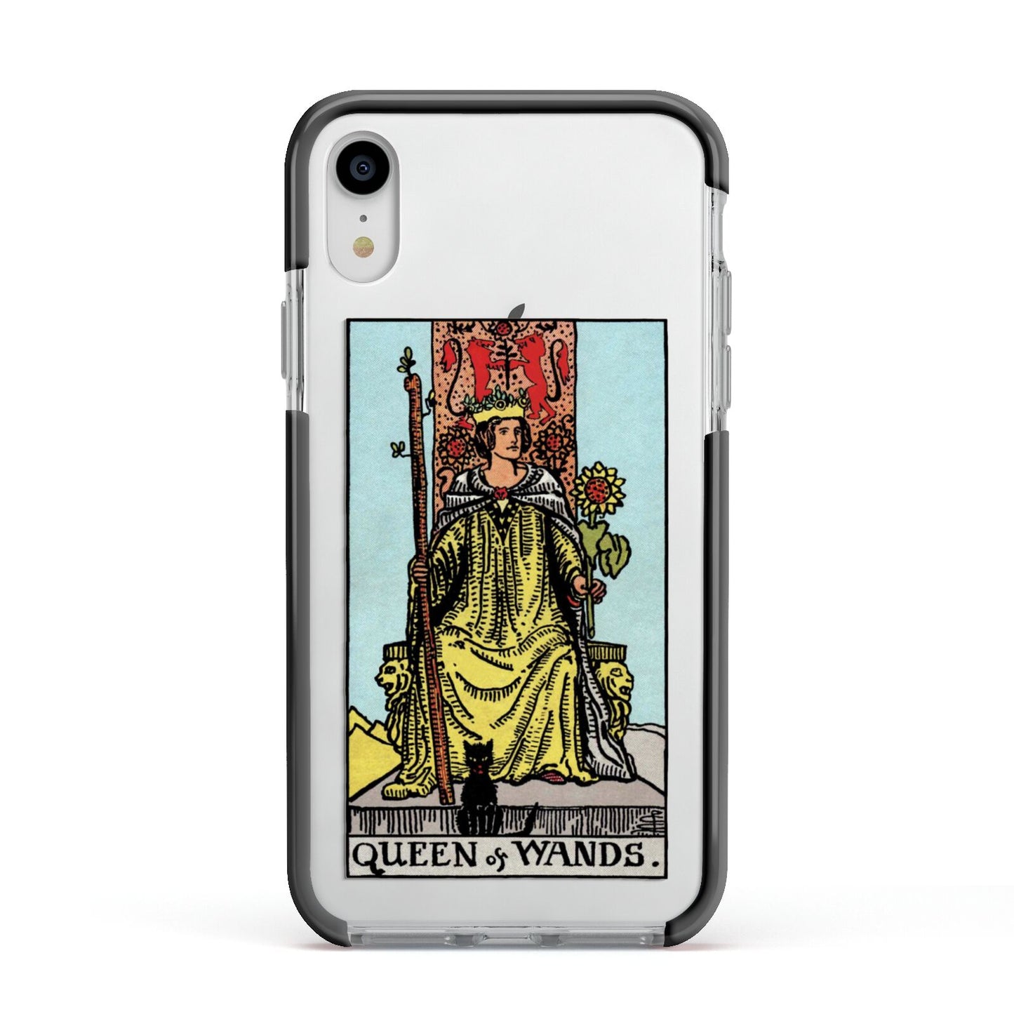 Queen of Wands Tarot Card Apple iPhone XR Impact Case Black Edge on Silver Phone