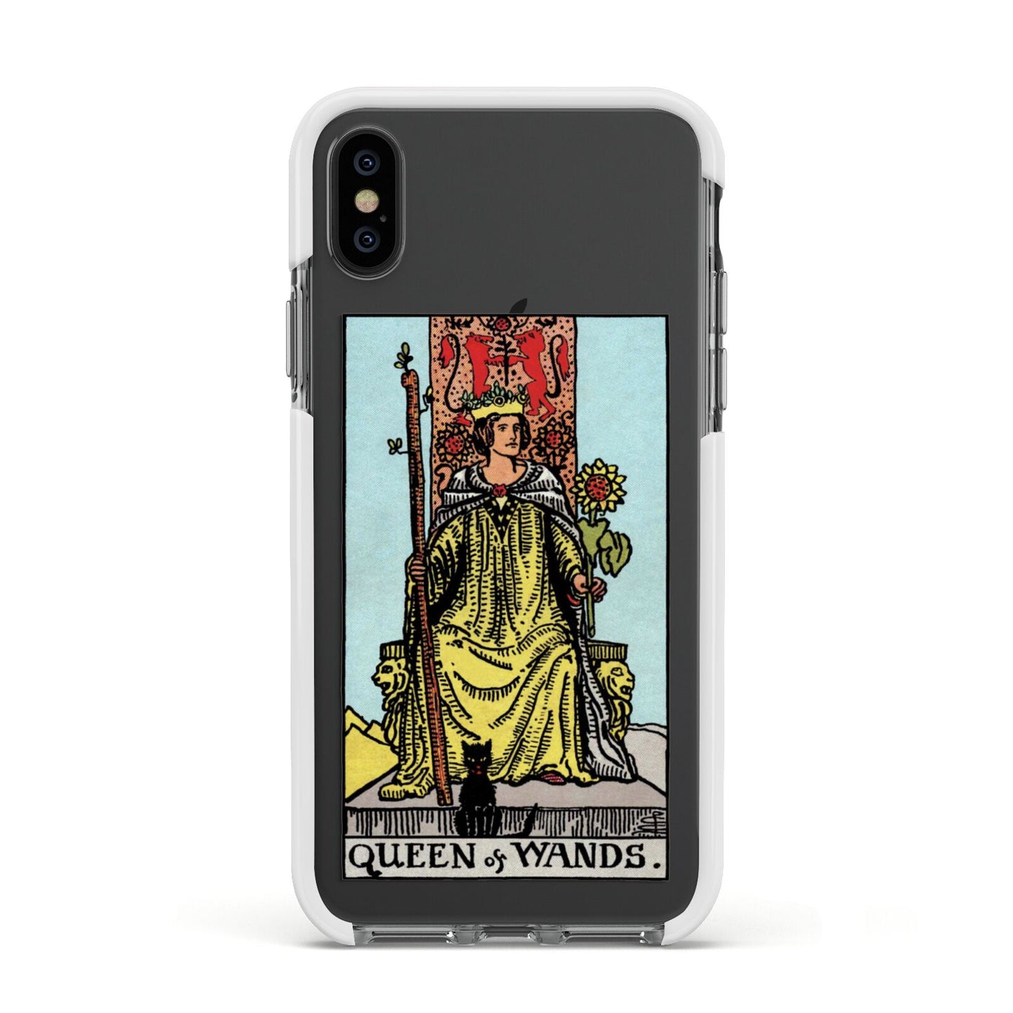 Queen of Wands Tarot Card Apple iPhone Xs Impact Case White Edge on Black Phone