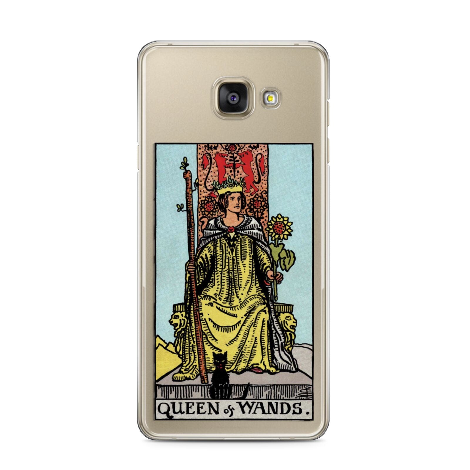 Queen of Wands Tarot Card Samsung Galaxy A3 2016 Case on gold phone