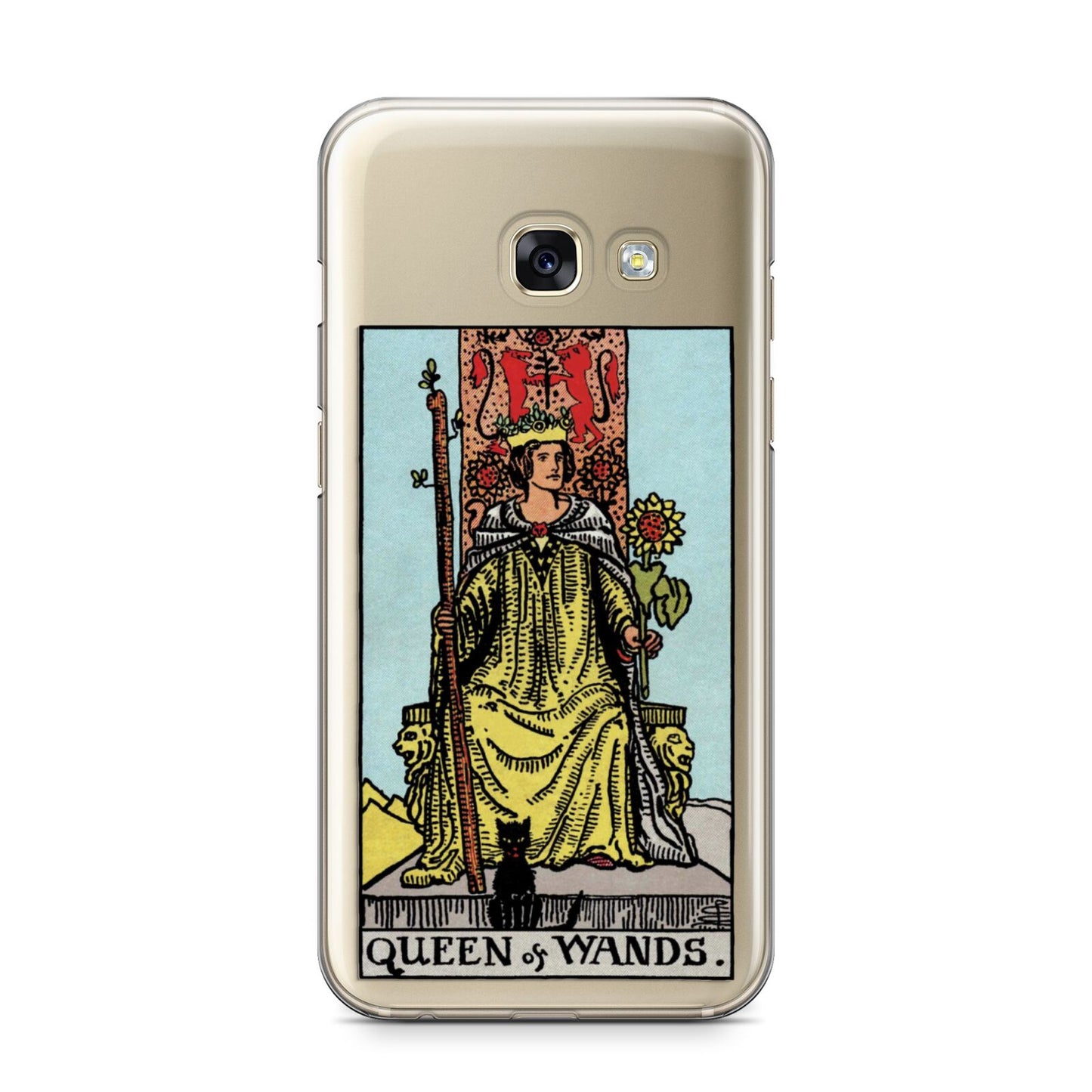 Queen of Wands Tarot Card Samsung Galaxy A3 2017 Case on gold phone