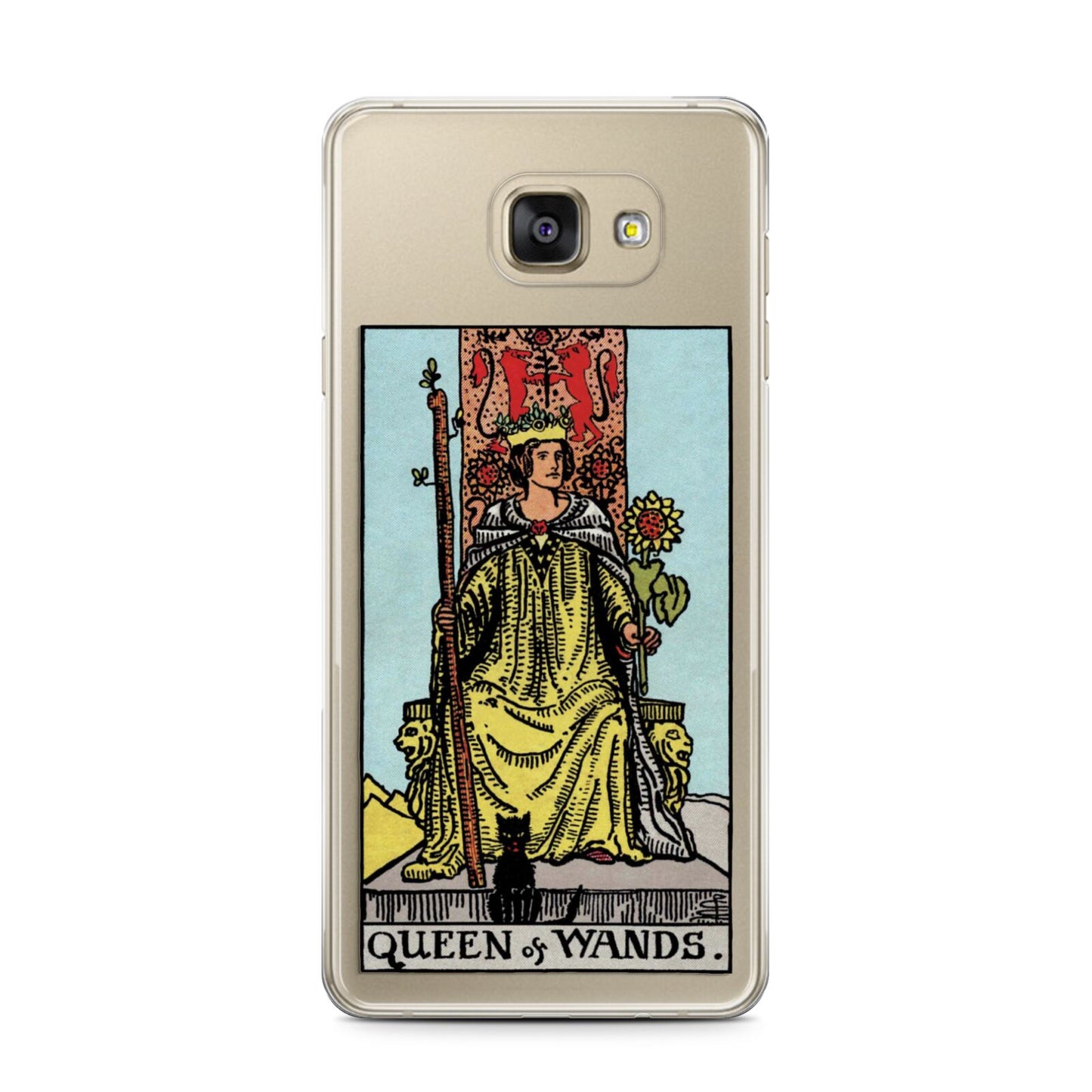 Queen of Wands Tarot Card Samsung Galaxy A7 2016 Case on gold phone