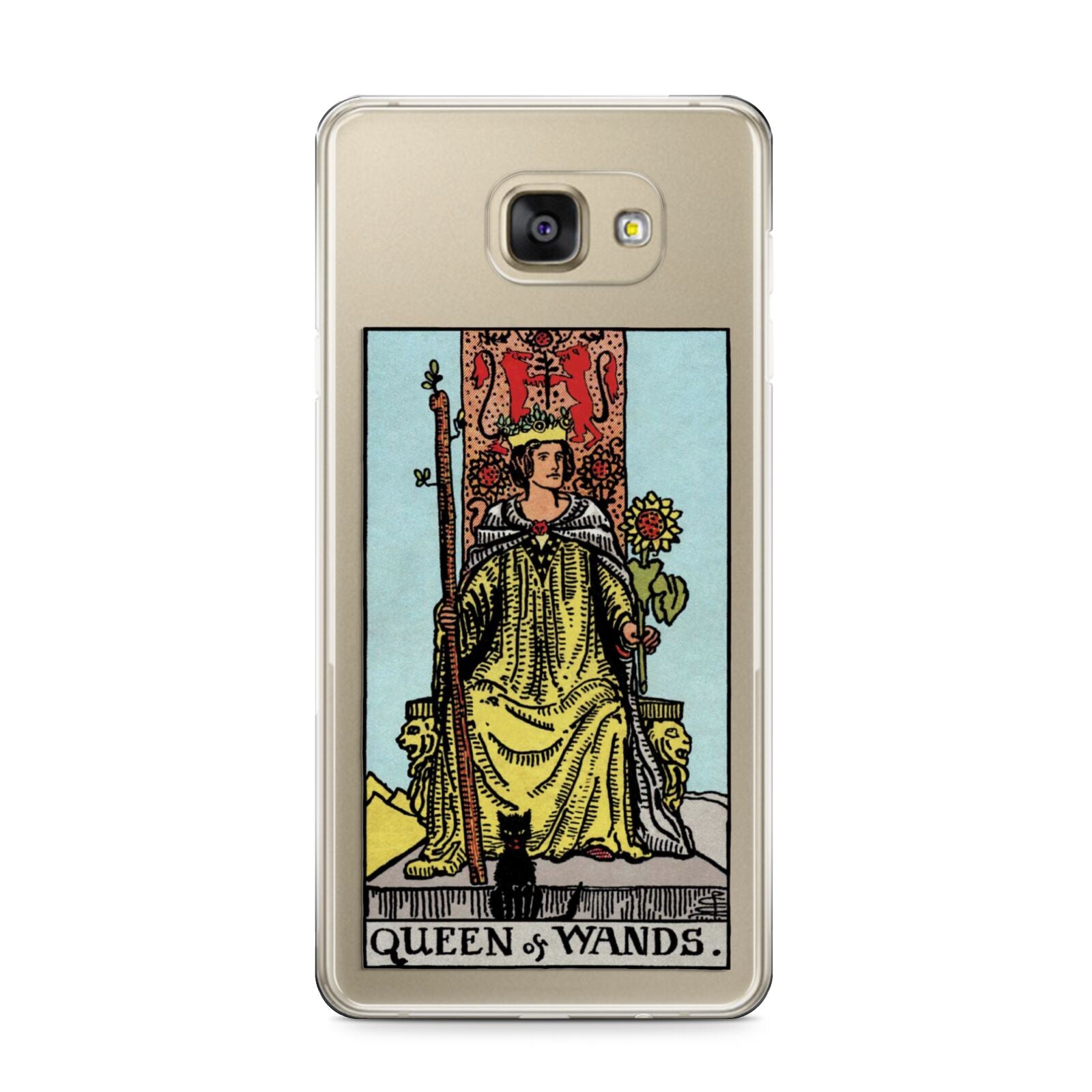 Queen of Wands Tarot Card Samsung Galaxy A9 2016 Case on gold phone