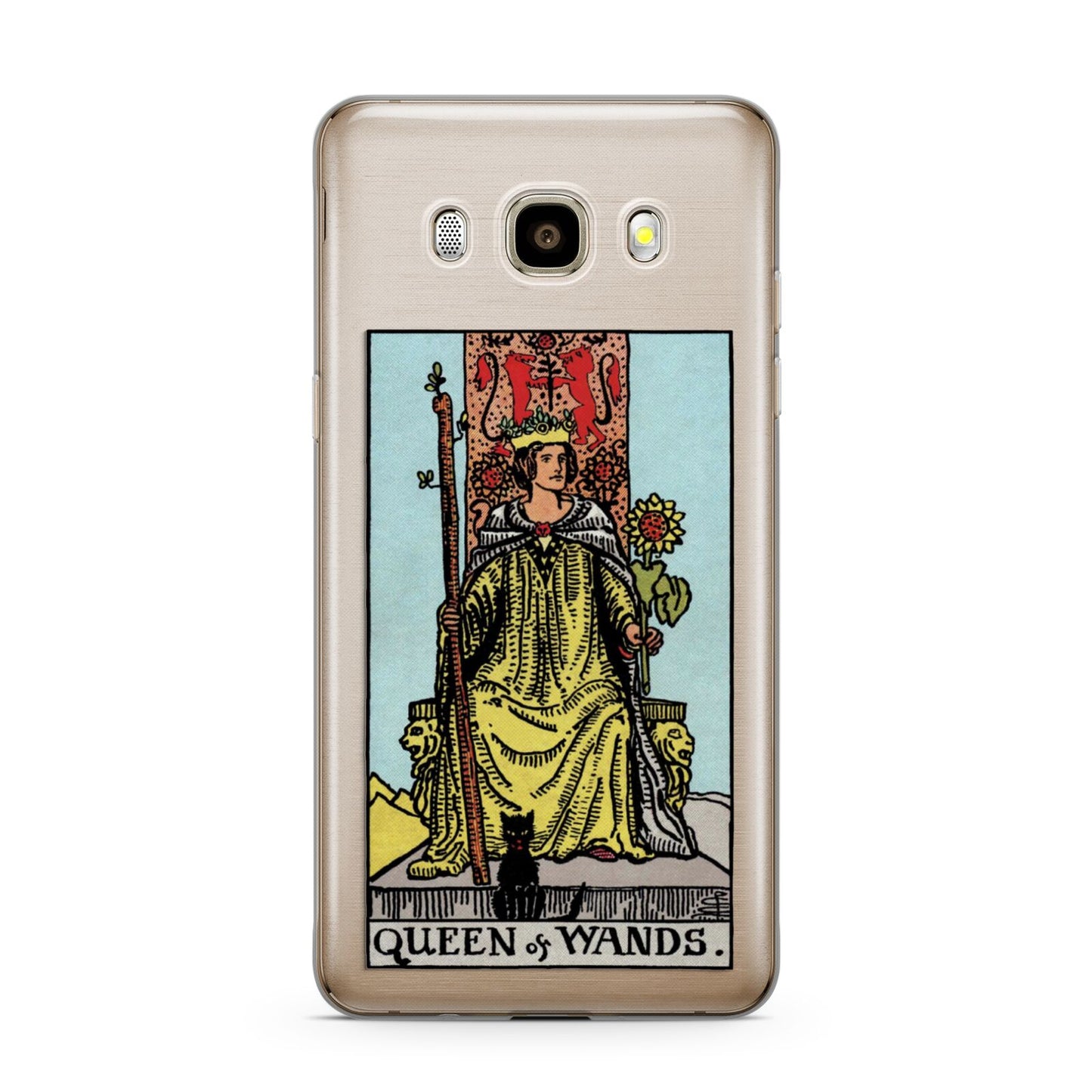 Queen of Wands Tarot Card Samsung Galaxy J7 2016 Case on gold phone