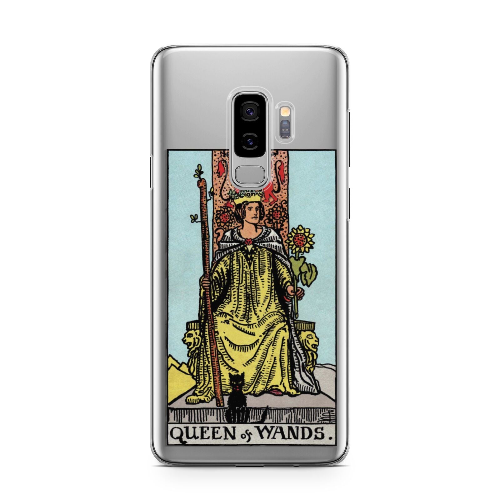 Queen of Wands Tarot Card Samsung Galaxy S9 Plus Case on Silver phone