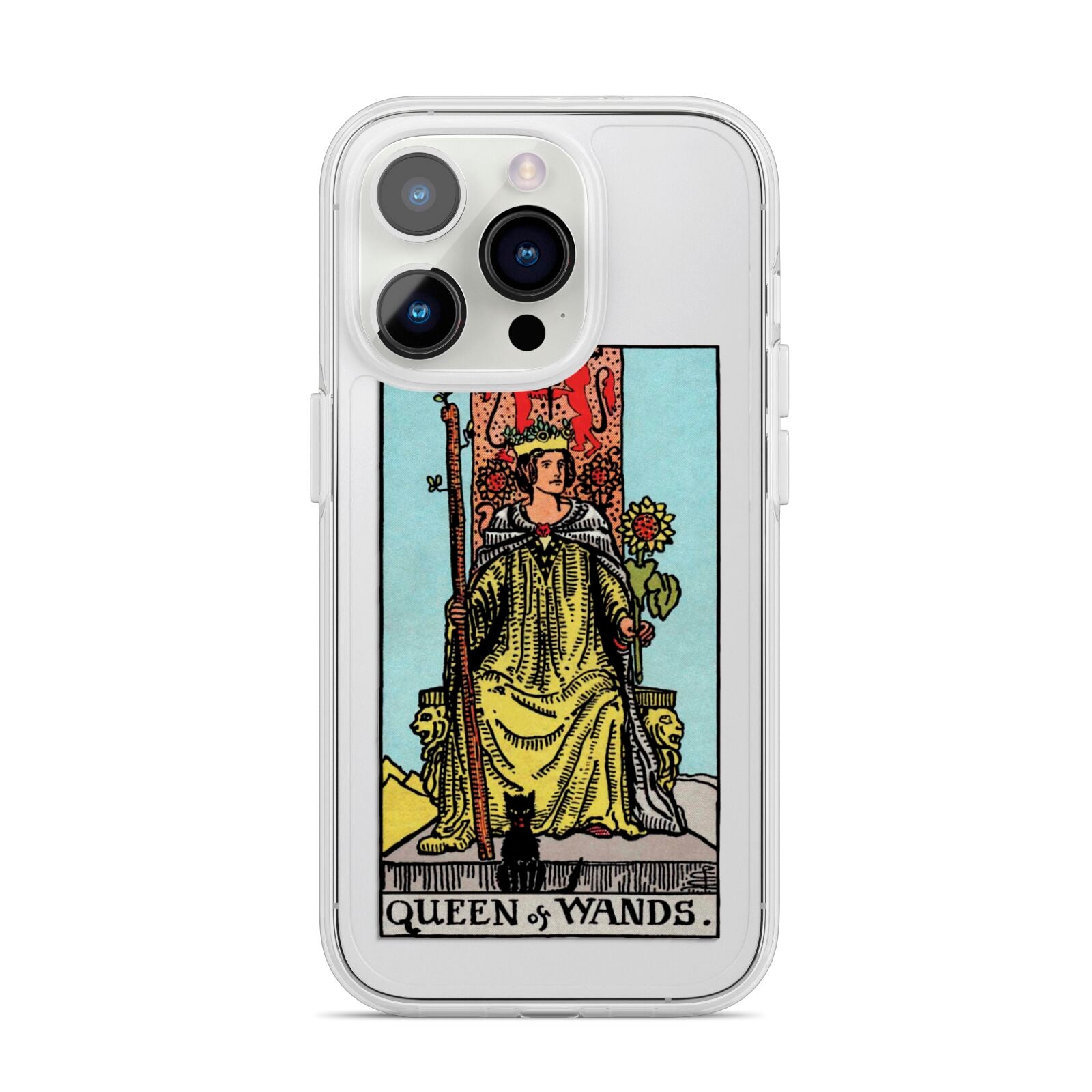 Queen of Wands Tarot Card iPhone 14 Pro Clear Tough Case Silver