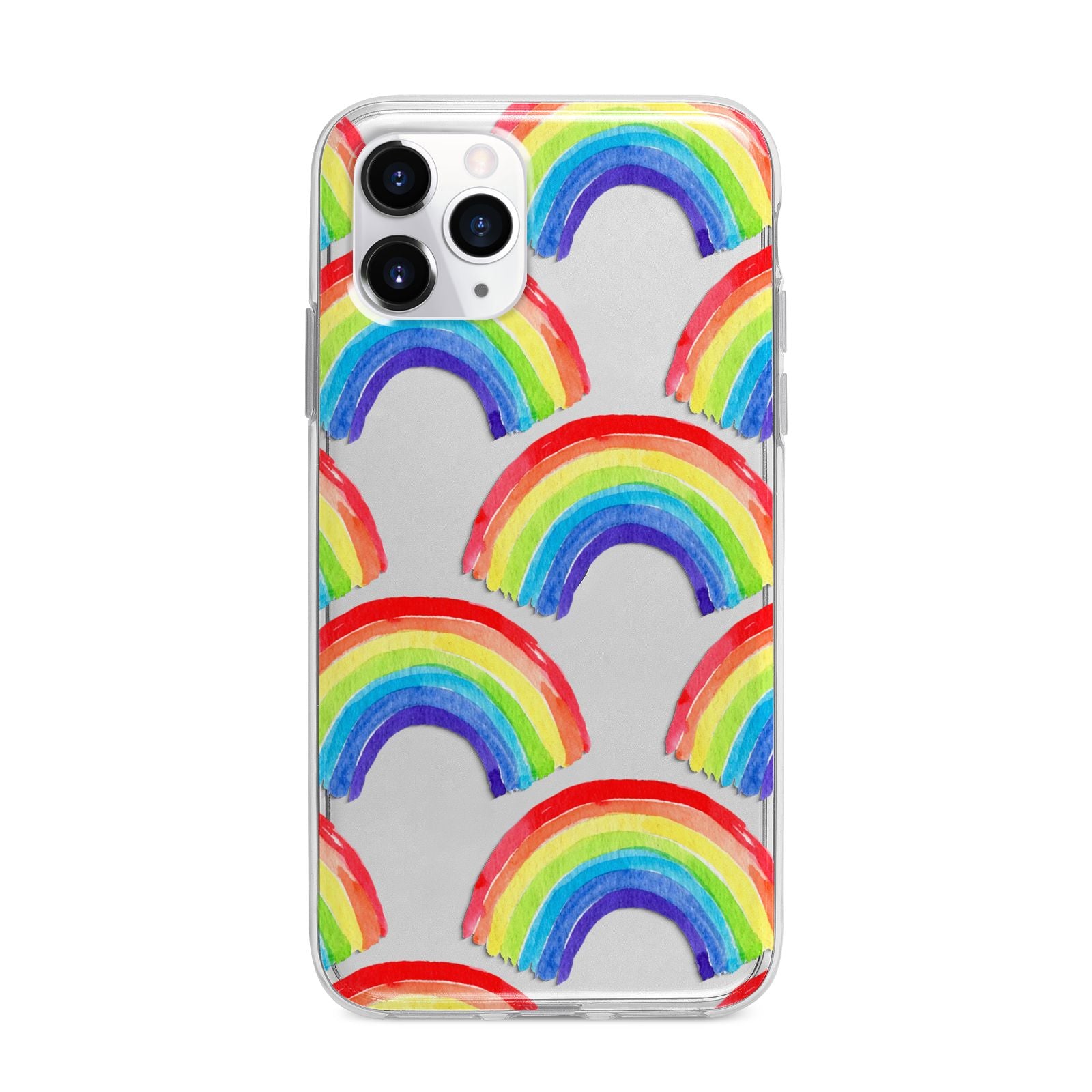 Rainbow Apple iPhone 11 Pro Max in Silver with Bumper Case