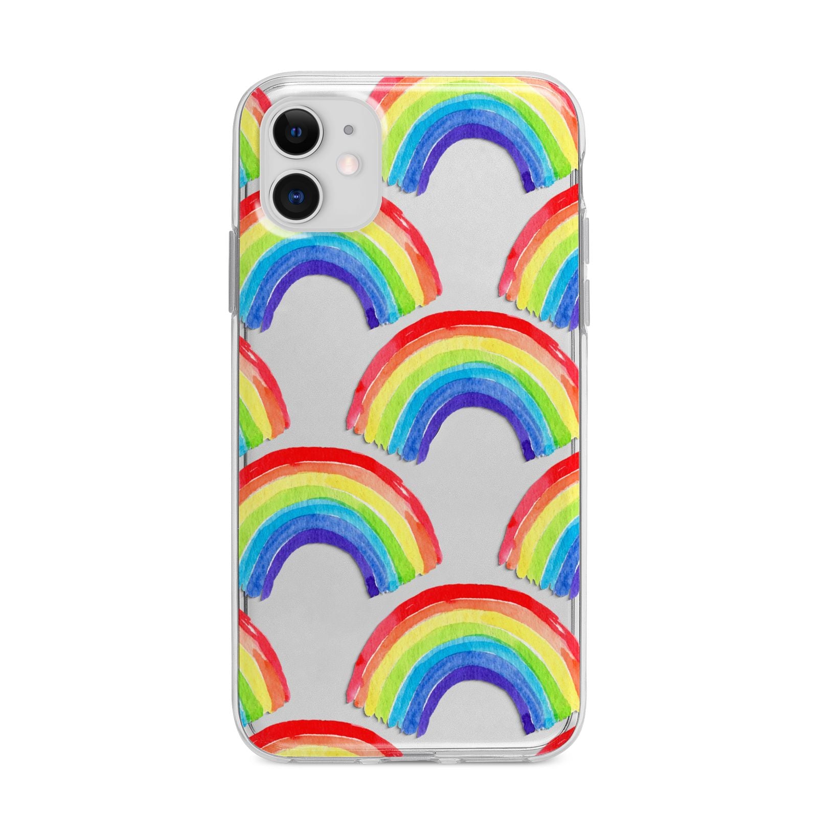 Rainbow Apple iPhone 11 in White with Bumper Case