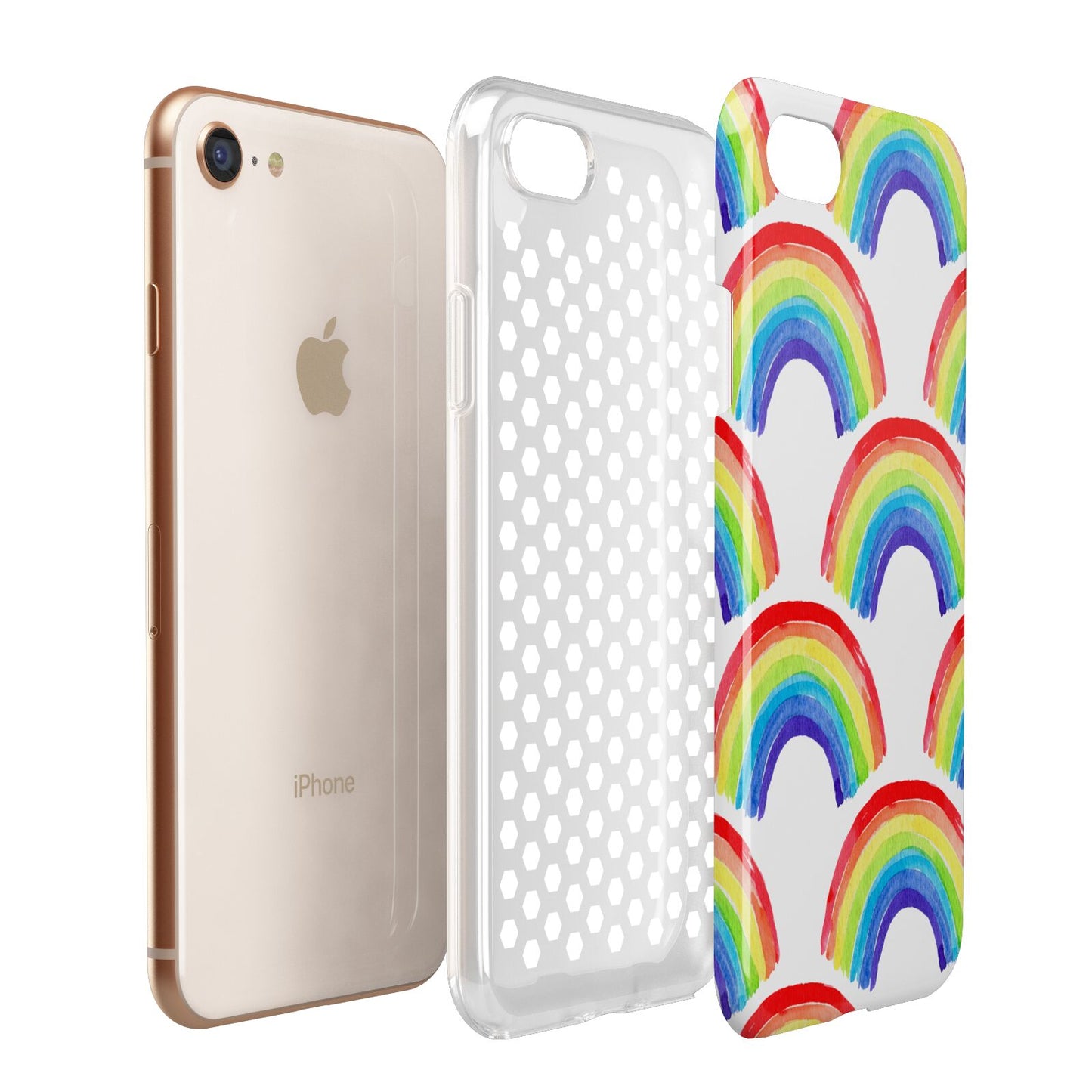 Rainbow Apple iPhone 7 8 3D Tough Case Expanded View