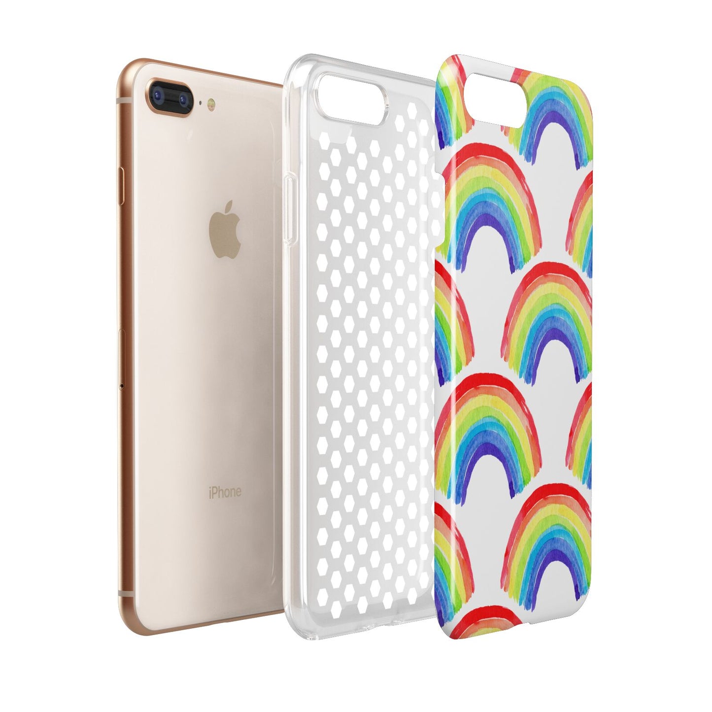 Rainbow Apple iPhone 7 8 Plus 3D Tough Case Expanded View