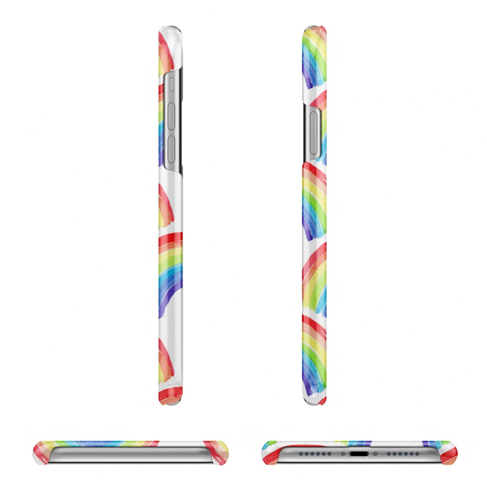 Rainbow Apple iPhone XR 3D Wrap Snap Case Angled Images on White Phone