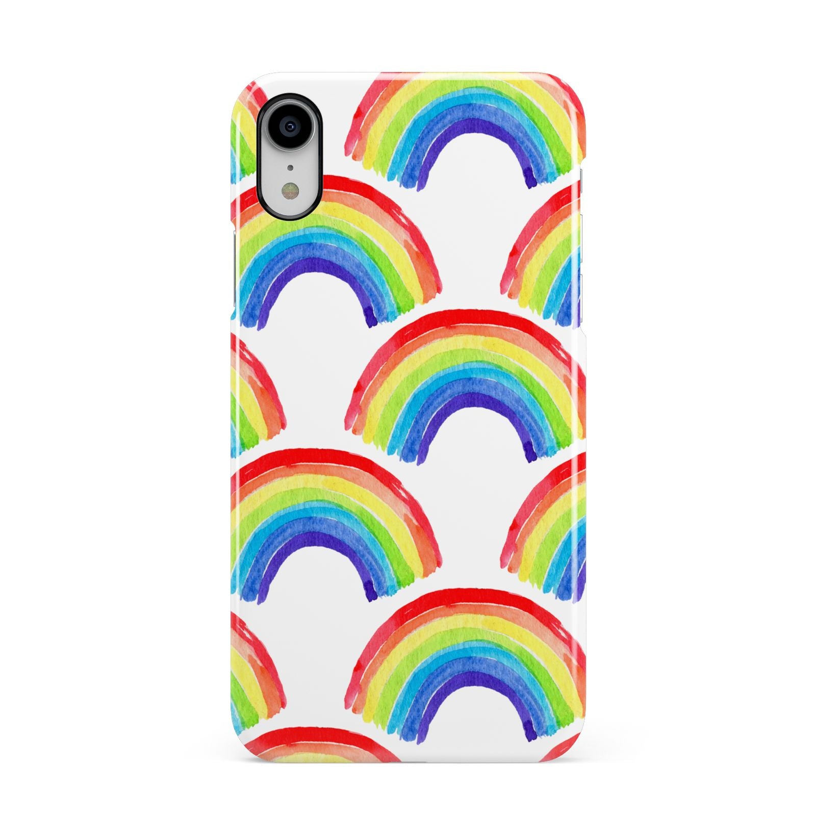 Rainbow Apple iPhone XR White 3D Snap Case