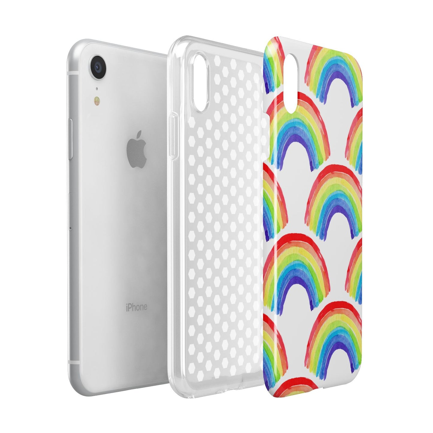 Rainbow Apple iPhone XR White 3D Tough Case Expanded view